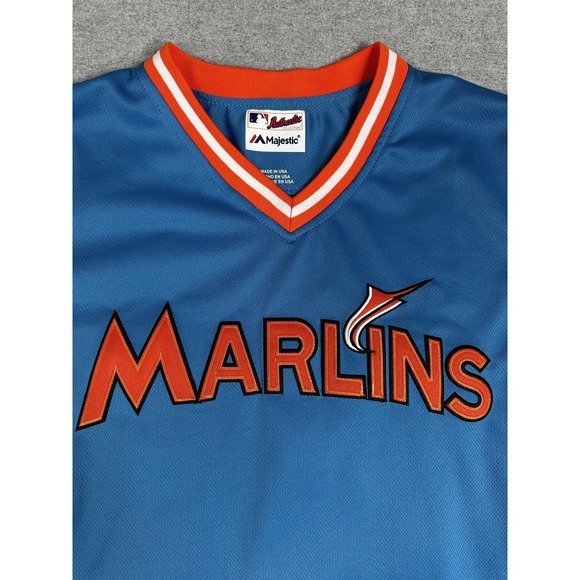 Miami Marlins‎ Shirt Mens Medium Blue Orange MLB Baseball Cruz 27 Stitched - Picture 3 of 8